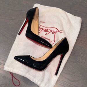 Christian louboutin Pigalle 100mm patent black pumps